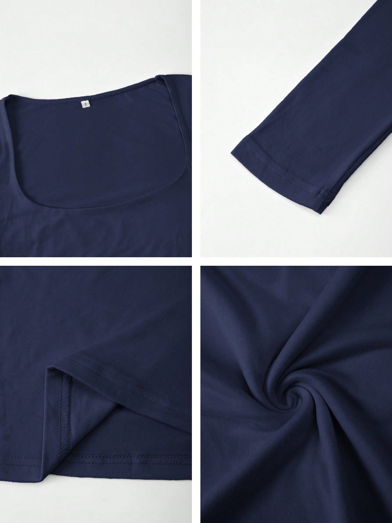 Vaiaye Sexy Getailleerde Gebreide Top met Lange Mouwen voor Dames, Effen Kleur T-shirt met Vierkante Hals, Geschikt voor Valentijnsdag