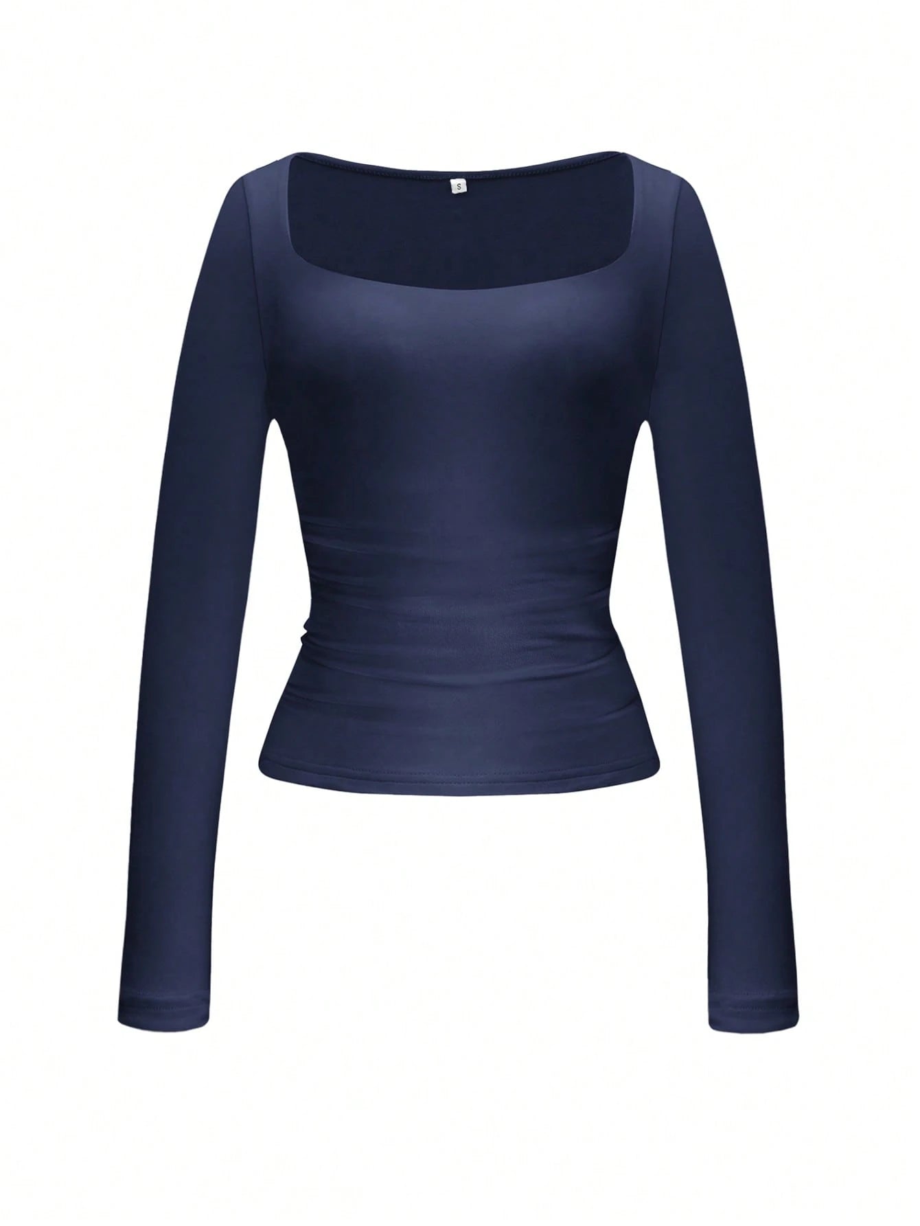 Vaiaye Sexy Getailleerde Gebreide Top met Lange Mouwen voor Dames, Effen Kleur T-shirt met Vierkante Hals, Geschikt voor Valentijnsdag