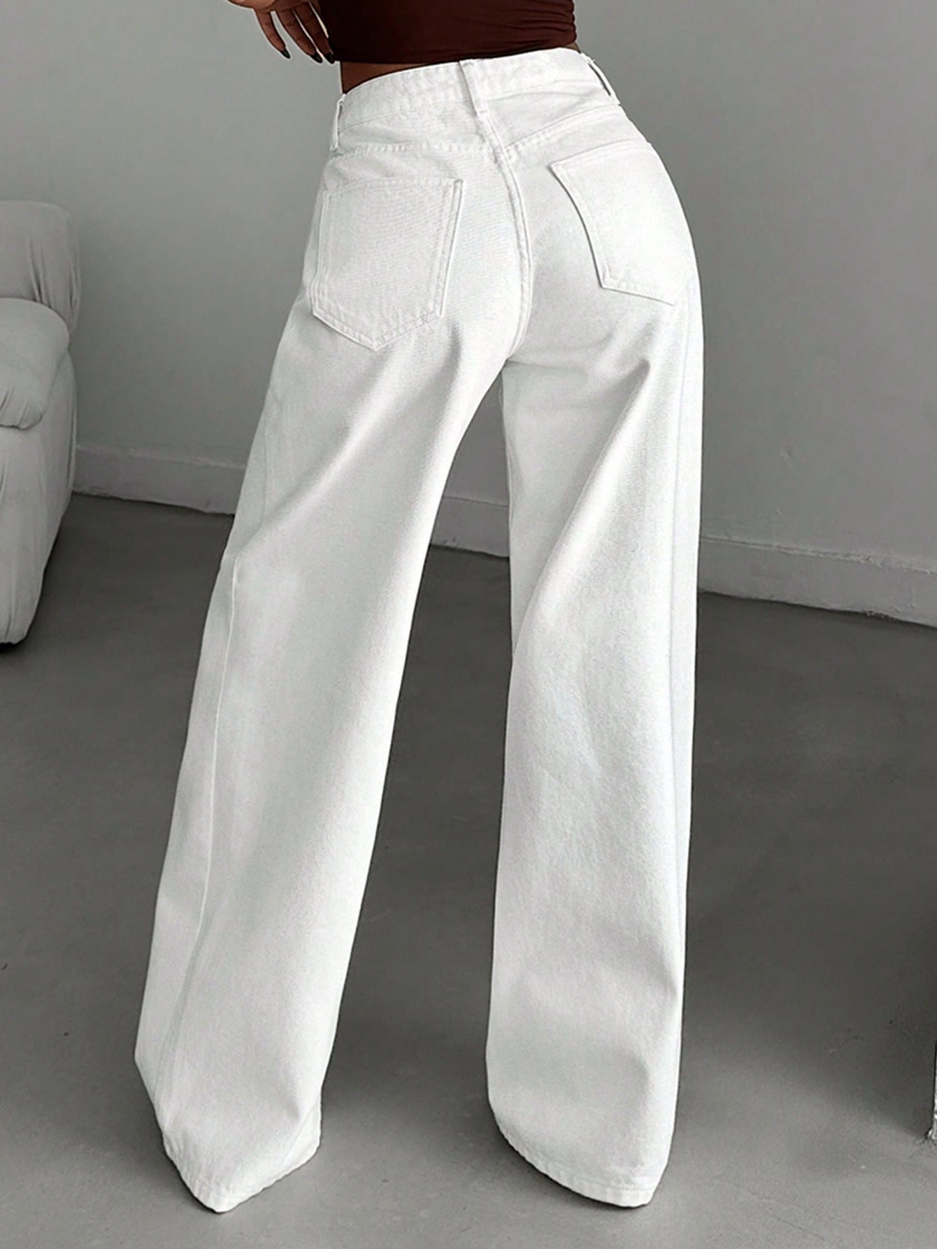 Jeans met hoge taille en rechte pijpen, losse jeans k tot op de grond, casual katoenen lange broek voor de lente/zomer, geschikt voor kantoor, dates, werk, en ook een elegante keuze voor dames op Valentijnsdag en Nieuwjaar. Witte lange broek.