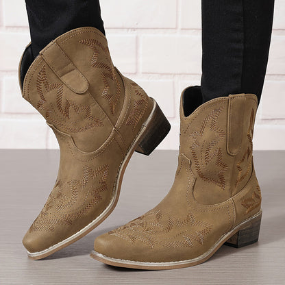 Laurice - Stijlvolle geborduurde leren cowboylaarzen