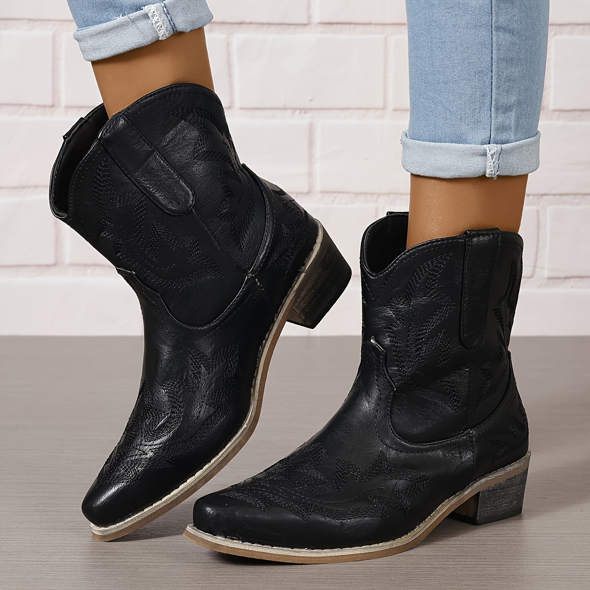 Laurice - Stijlvolle geborduurde leren cowboylaarzen