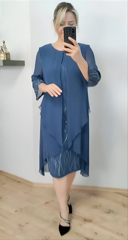 Claudia™ - Elegante vloeiende jurk met overlay