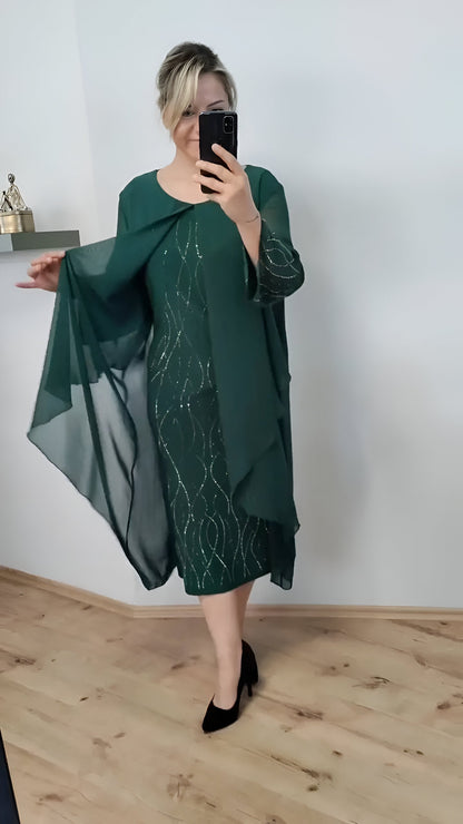 Claudia™ - Elegante vloeiende jurk met overlay