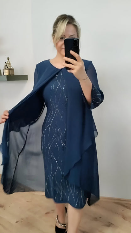 Claudia™ - Elegante vloeiende jurk met overlay