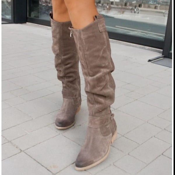 Livia - Trendy Kniehoge Laarzen met Lage Hak