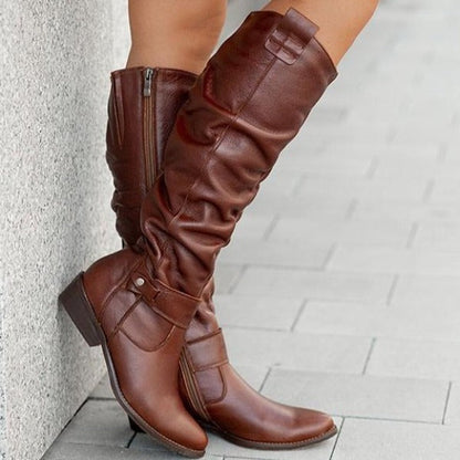 Livia - Trendy Kniehoge Laarzen met Lage Hak