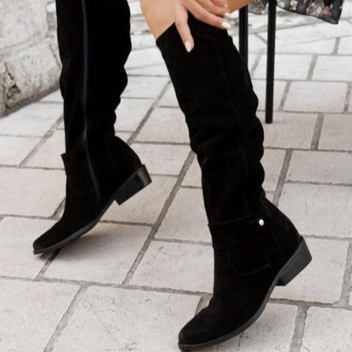 Livia - Trendy Kniehoge Laarzen met Lage Hak