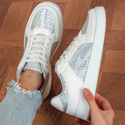Soepele Leren Dames Sneakers met Structuuraccent – Stevige Zool voor Extra Support