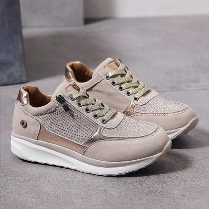 Dames Ergonomische Wandelschoenen – Suède, Comfortabel en Stevig voor Buitenactiviteiten en Wandelen