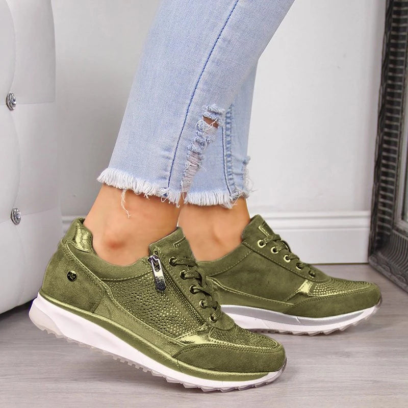 Dames Ergonomische Wandelschoenen – Suède, Comfortabel en Stevig voor Buitenactiviteiten en Wandelen