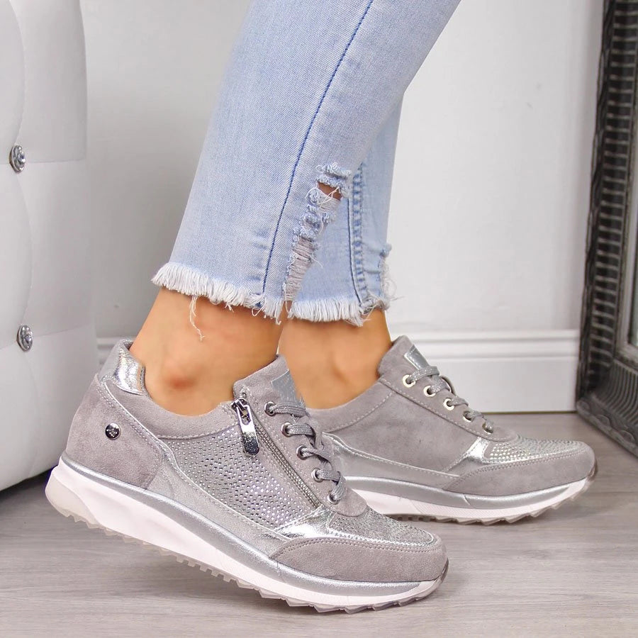 Dames Ergonomische Wandelschoenen – Suède, Comfortabel en Stevig voor Buitenactiviteiten en Wandelen