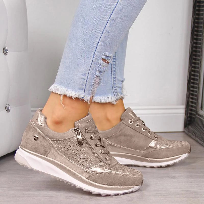 Dames Ergonomische Wandelschoenen – Suède, Comfortabel en Stevig voor Buitenactiviteiten en Wandelen